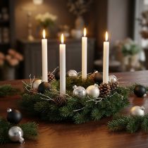 Article Mini-boules de Noël en verre Ø4 cm noir, argenté et perle, lot de 24