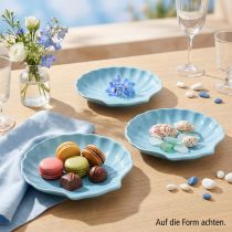 Article Set de 3 coupelles en forme de coquille en céramique bleu, turquoise et blanc 14 cm