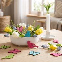 Article Décorations à Parsemer en Bois - Motifs Oiseaux et Papillons, Couleurs Vives, 144 Pièces