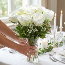 Article Roses artificielles crème en bouquet 36 cm – Lot de 8