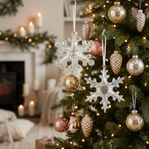 Article Décoration flocons de neige irisants Ø14-15 cm - Lot de 2