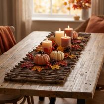 Article Tapis de décoration en bois naturel, branches, 89×20,5 cm