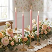 Article Bougies roses en cire naturelle 25 cm - Lot de 4