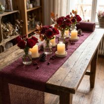 Article Chemin de table en jute, ruban de jute, bordure de table, rouge bordeaux, 30 cm x 5 m