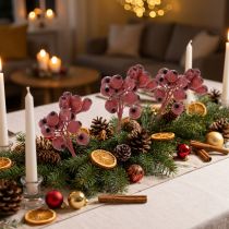 Article Branches décoratives avec fruits capsules rouges givrées, 5 à 7 cm, lot de 20