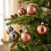 Article Boules de Noël en Verre Argent et Abricot Ø7,5cm – Lot de 12