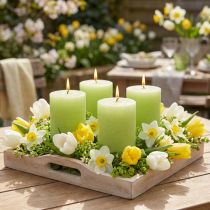 Article Bougies cylindriques teintées vert lime 70×80 mm - Lot de 4