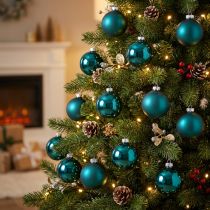Article Boule de Noël, finition mate et brillante, décoration festive pour sapin, 6 cm, lot de 24.