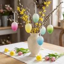 Article Oeufs décoratifs suspendus en plastique pour Pâques 8×12cm, lot de 10