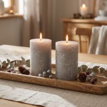 Article Bougies cylindriques gris 85x120mm par lot de 2