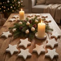 Article Étoiles décoratives scintillantes crème 2,5 cm – Lot de 96