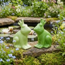 Article Duo de figurines grenouilles en céramique - Vert clair et vert foncé - H16 cm