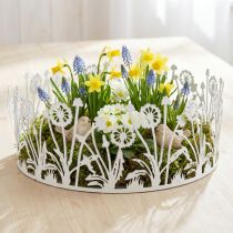 Article Plateau décoratif en métal blanc et argenté avec motif de pissenlits Ø25 cm H10,5 cm