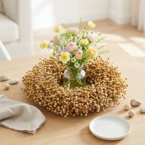Article Couronne décorative en lin séché Ø28 cm pour décoration naturelle