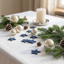 Article Décoration étoilée bleue en flocage - Lot de 40 étoiles 4/5 cm