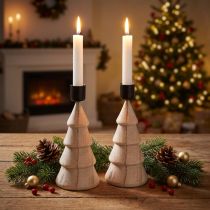 Article Chandelier Sapin en Bois Naturel 16 cm - Lot de 2