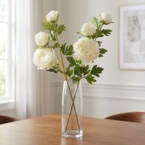 Article Pivoines artificielles blanches crème avec 3 fleurs 81 cm - Lot de 2