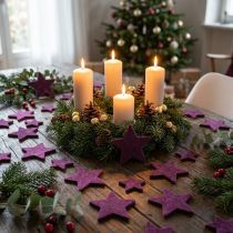 Article Étoiles en Velours Violet Baie – Décoration de Noël, Set de 40, 4 et 5 cm
