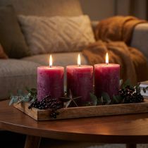 Article Bougies cylindriques lilas "Berry" teintées dans la masse 60×80 mm - Lot de 4