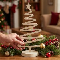 Article Mini sapin de Noël en métal beige effet céramique H30 cm