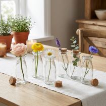 Article Lot de 6 minivases en verre avec bouchon en liège H13,5cm Ø5,5cm