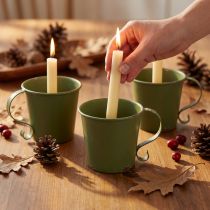 Article Set de 3 Bougeoirs Vintage Tasse en Métal Vert 9,5 cm x 8 cm