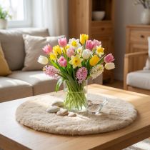 Article Tapis rond décoratif en fausse fourrure beige Ø38 cm