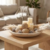 Article Boules décoratives naturelles blanchies en fibres végétales - Lot de 10