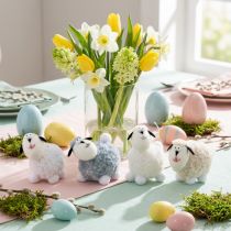 Article Figurines décoratives moutons en peluche, 7,5 cm, lot de 4