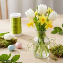 Article Fil métallique décoratif vert citron pour créations florales et décorations de table 50m