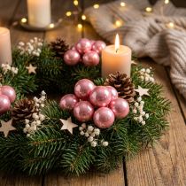 Article Mini-boules de Noël en verre sur fil, Ø 20 mm, rose et champagne, 140 pièces