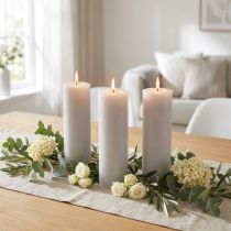 Article Lot de 12 bougies longues en cire teintée, gris clair, Ø22×240 mm