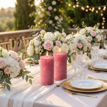 Article Bougies cylindriques roses 85x120mm - Lot de 2 - Bougies teintées dans la masse