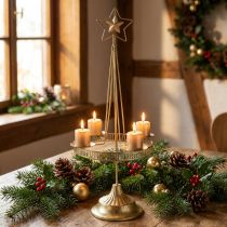 Article Chandelier doré étoilé pour bougies piliers Ø23 cm H49,5 cm