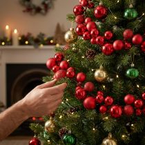 Article Guirlande Boules Rouges 160 cm Décoration de Noël