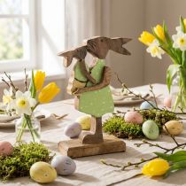 Article Figurine Mère Lapin et Enfant en Bois - Décoration de Pâques H22cm