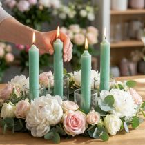 Article Bougies fines vert jade Ø21mm H170mm - Lot de 6