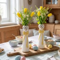 Article Lot de 2 vases canards en céramique blanche avec nœud jaune - Hauteur 24 cm