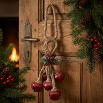 Article Décoration de Noël à Suspendre avec Cloches Rouges et Noeud, 51 cm