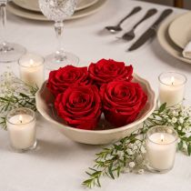 Article Roses éternelles rouges Ø8,5 cm - Lot de 4