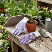 Article Gants de jardinage enfant ludiques en coton violet taille 6