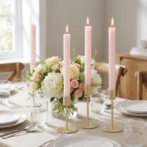 Article Bougies longues rose clair 34x240mm, lot de 4