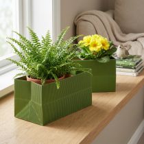 Article Pot cache-plantes en papier vert et olive 24x12cm - lot de 6