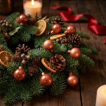 Article Mini boules de Noël en verre sur fil orange et rouge 2 cm - Lot de 140
