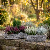 Article Set de 2 jardinières en bois et roseau tressé gris avec doublure étanche