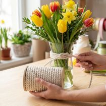 Article Ruban de jute, cordon de jute décoratif crème blanc Ø7 mm 5 m