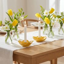 Article Lot de 2 bougeoirs en céramique jaune en forme de fleur - 11 cm