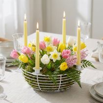 Article Centre de table en métal blanc avec porte-bougies - Ø14cm x H7cm