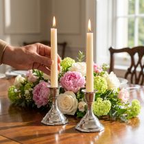 Article Chandeliers en Métal Argenté pour Bougies Bâton H9,5cm - Lot de 2