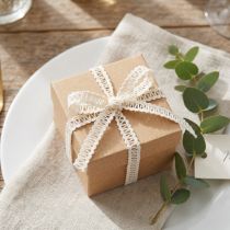 Article Ruban décoratif en jute, ruban cadeau naturel, blanc crème, 15 mm x 15 m